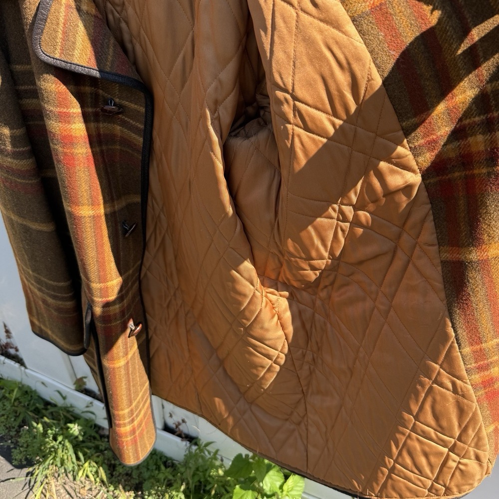 Pendleton BarnCar Coat‎ Wool Jacket Quilted Lining, Brn Plaid Vtg Grandpacore LG - Picture 9 of 15